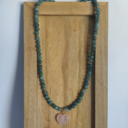 Collar corazón Aguamarina