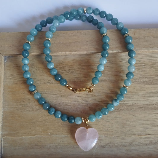 Collar corazón Aguamarina