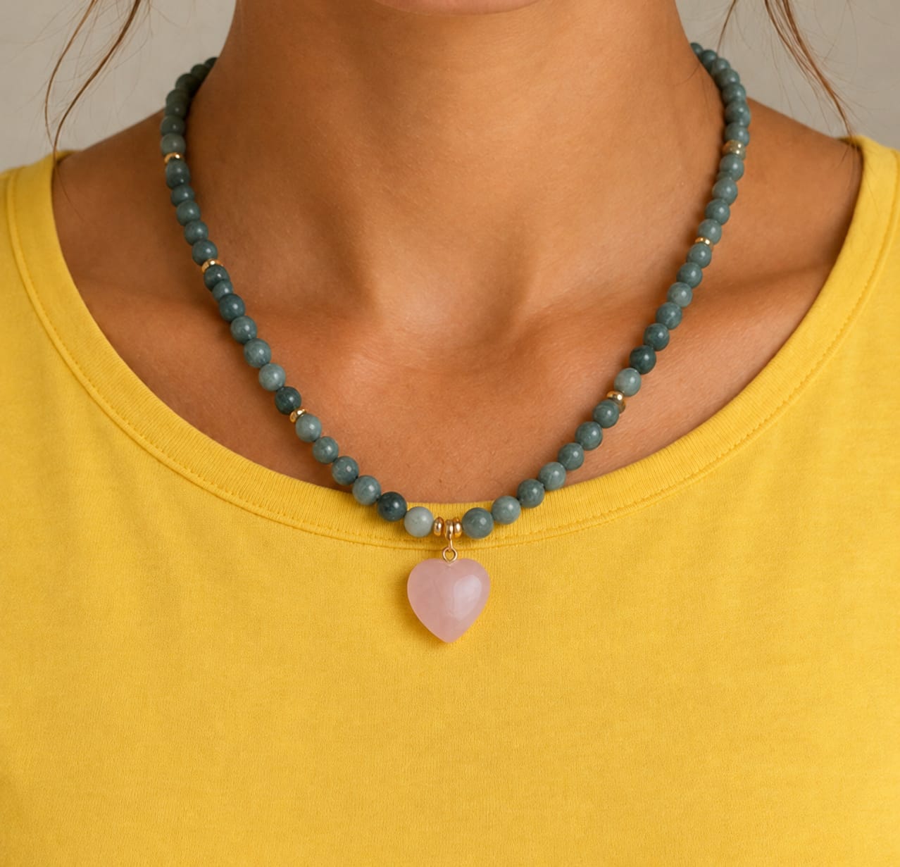Collar corazón Aguamarina